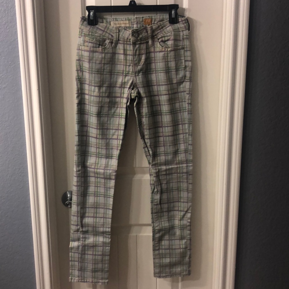 Anthropologie plaid skinny jeans